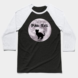 Purr Evil Moon Black Cat Baseball T-Shirt